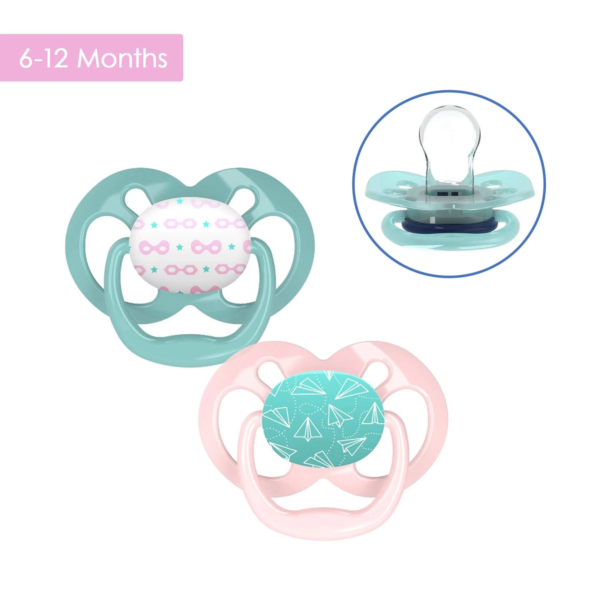 Dr.Brown’s Advantage Pacifier With Clip (6-12M) - Pink 6 Dr.Brown’s Advantage Pacifier With Clip (6-12M) - Pink - Image 4