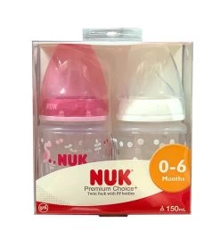 NUK Premium Choice+ Wide Neck PP Bottles 150ml (0-6months) [TWIN PACK] -Baby Product 6