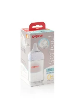 Pigeon SofTouch™ Nursing Bottle Glass 160ml/240ml -Baby Product 79436 softouch bottle glass 160ml logo packaging angle hires 1