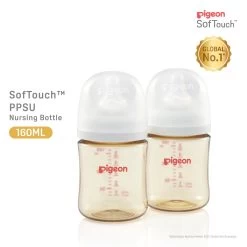 [NEW VERSION] Pigeon SofTouch Peristaltic PLUS Wide Neck PPSU Bottle Orange Twin Pack (160ml / 240ml)