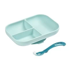 Beaba Silicone Divided Plate + 2nd Age Spoon (2 Colors)