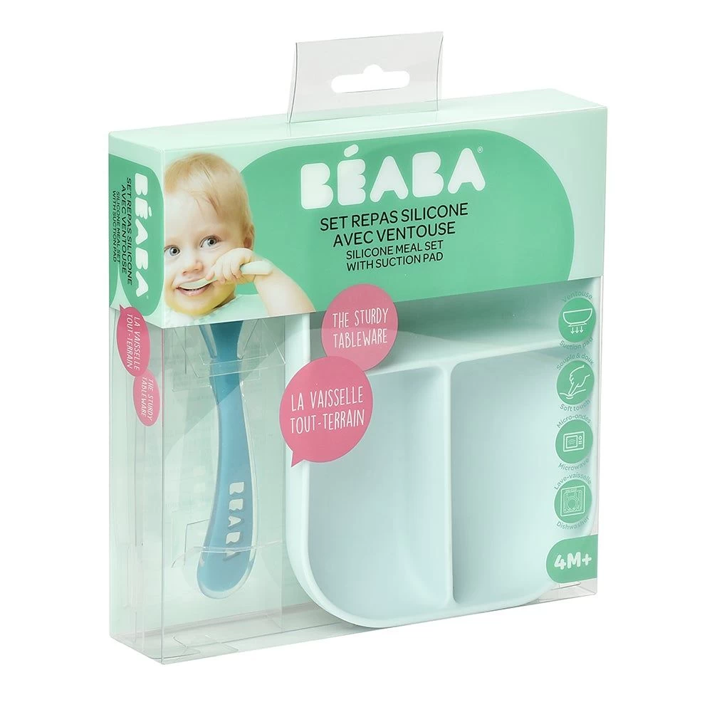 Beaba Silicone Divided Plate + 2nd Age Spoon (2 Colors) 6 Beaba Silicone Divided Plate + 2nd Age Spoon (2 Colors) - Image 4