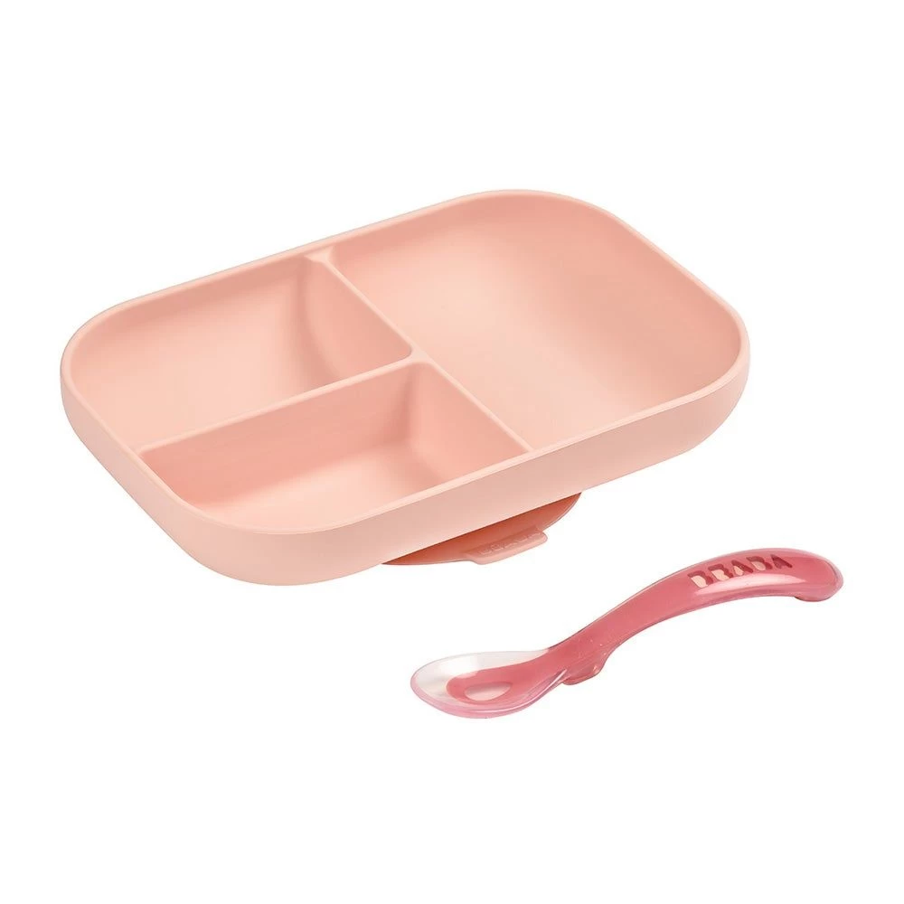 Beaba Silicone Divided Plate + 2nd Age Spoon (2 Colors) 4 Beaba Silicone Divided Plate + 2nd Age Spoon (2 Colors) - Image 2