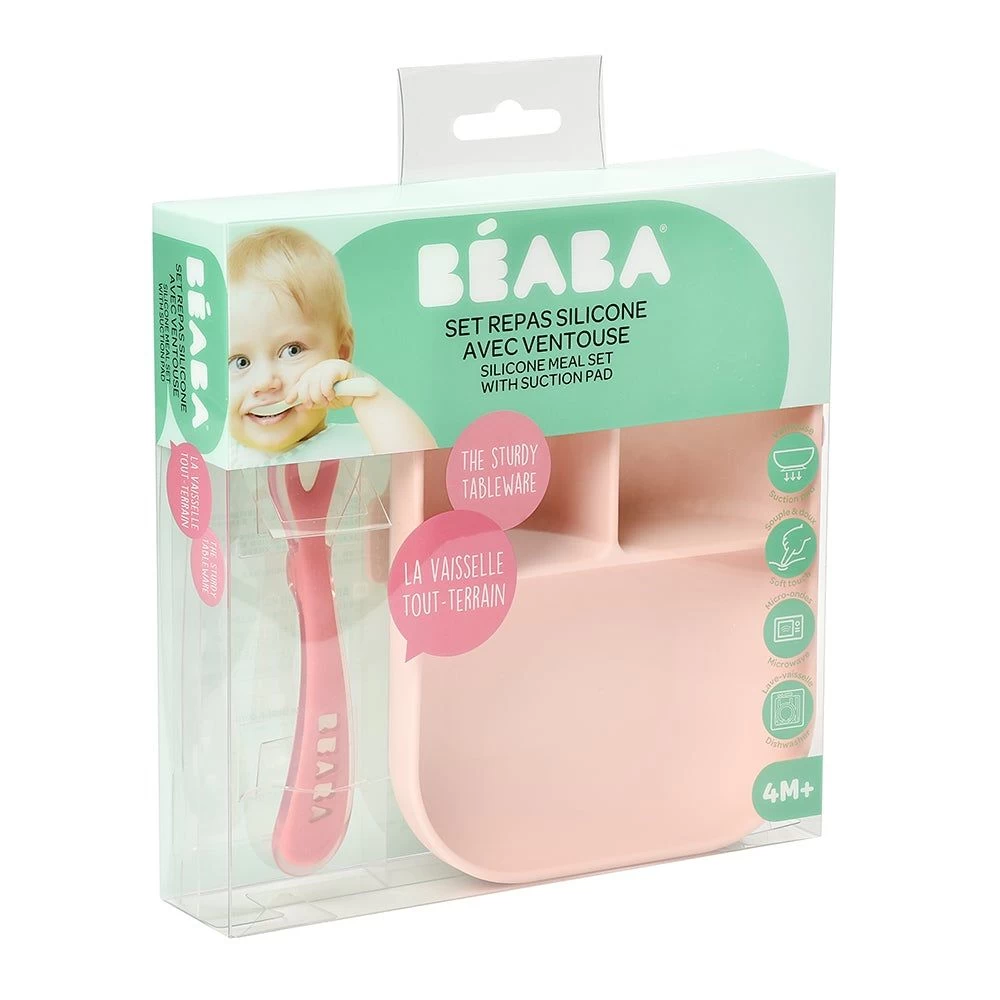 Beaba Silicone Divided Plate + 2nd Age Spoon (2 Colors) 7 Beaba Silicone Divided Plate + 2nd Age Spoon (2 Colors) - Image 5