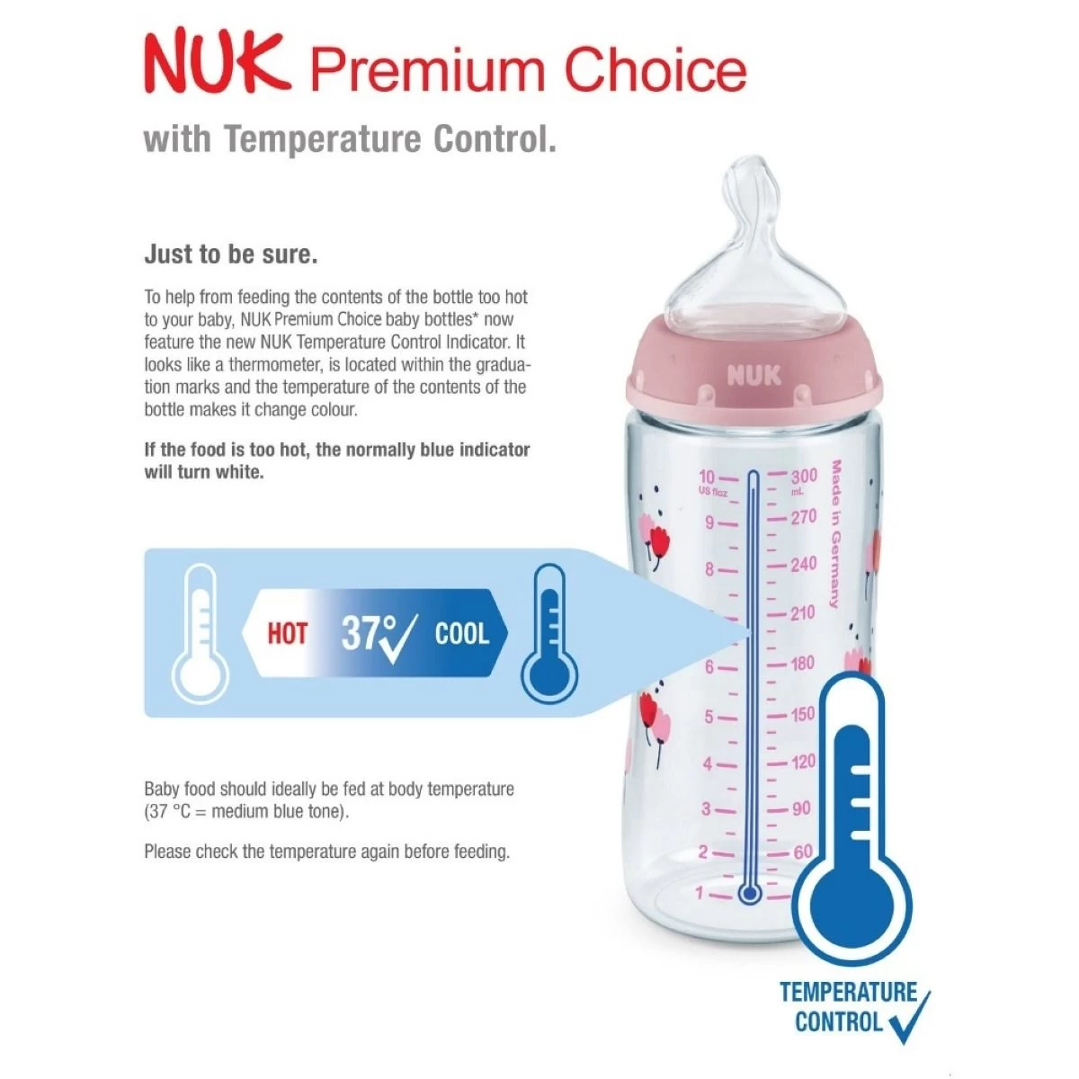 NUK Peppa Pig Premium Choice PP Bottle With Silicone Teat And Temperature Control 300ml (0-6 / 6-18 Months) 6 NUK Peppa Pig Premium Choice PP Bottle With Silicone Teat And Temperature Control 300ml (0-6 / 6-18 Months) - Image 4