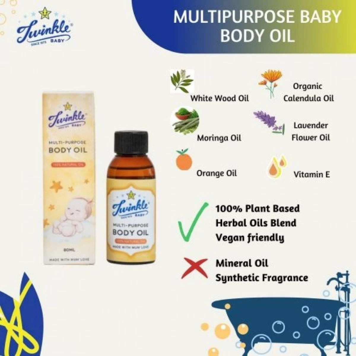 Twinkle Baby Multi Purpose Baby Body Oil 80ml 7 Twinkle Baby Multi Purpose Baby Body Oil 80ml - Image 5