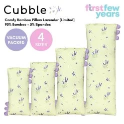 Cubble Comfy Bamboo Pillow Lavender [Special Edition] [4 Sizes] - Perfect Sleep Time Hug Pillow / Bed Time Buddy
