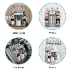 Cubble Baby Crib Organiser XL (52cm X 48cm X 20cm) Nursery Hanging Diaper Caddy (Grey Melange) -Baby Product cubble crib organizer 1