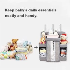 Cubble Baby Crib Organiser XL (52cm X 48cm X 20cm) Nursery Hanging Diaper Caddy (Grey Melange) -Baby Product cubble crib organizer 6