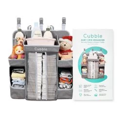 Cubble Baby Crib Organiser XL (52cm X 48cm X 20cm) Nursery Hanging Diaper Caddy (Grey Melange)