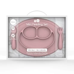 Ezpz Mini Feeding Set For 12 Months+ (8 Colors) Includes Mini Mat, Mini Fork And Mini Spoon -Baby Product ezpz mini feeding set blush