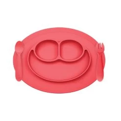 Ezpz Mini Feeding Set For 12 Months+ (8 Colors) Includes Mini Mat, Mini Fork And Mini Spoon -Baby Product ezpz mini feeding set coral 1