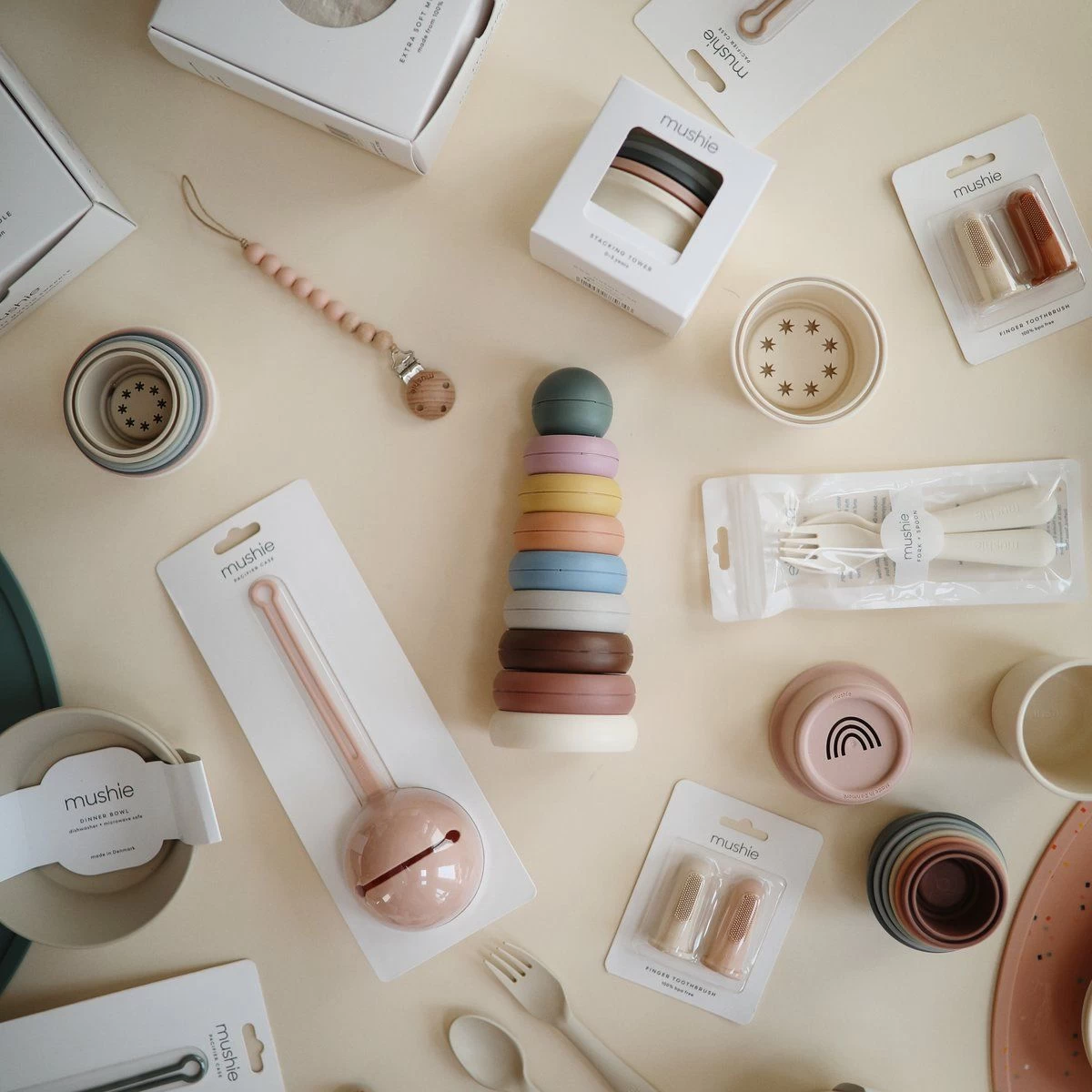 Mushie Stacking Ringtower -Rustic 4 Mushie Stacking Ringtower -Rustic - Image 2