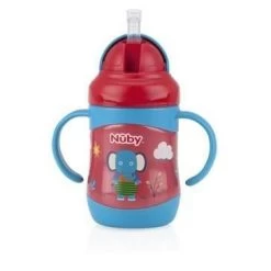 Nuby Stainless Steel Clik-it™ Flip-it™ No-spill Fat Straw Bottle -Baby Product nb10222 br 1 364 1024x1024