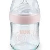 Nuk Nature Sense Glass Feeding Bottle (120ml) -Baby Product nuk 120ml nature sense glass bottles pink firstfewyears