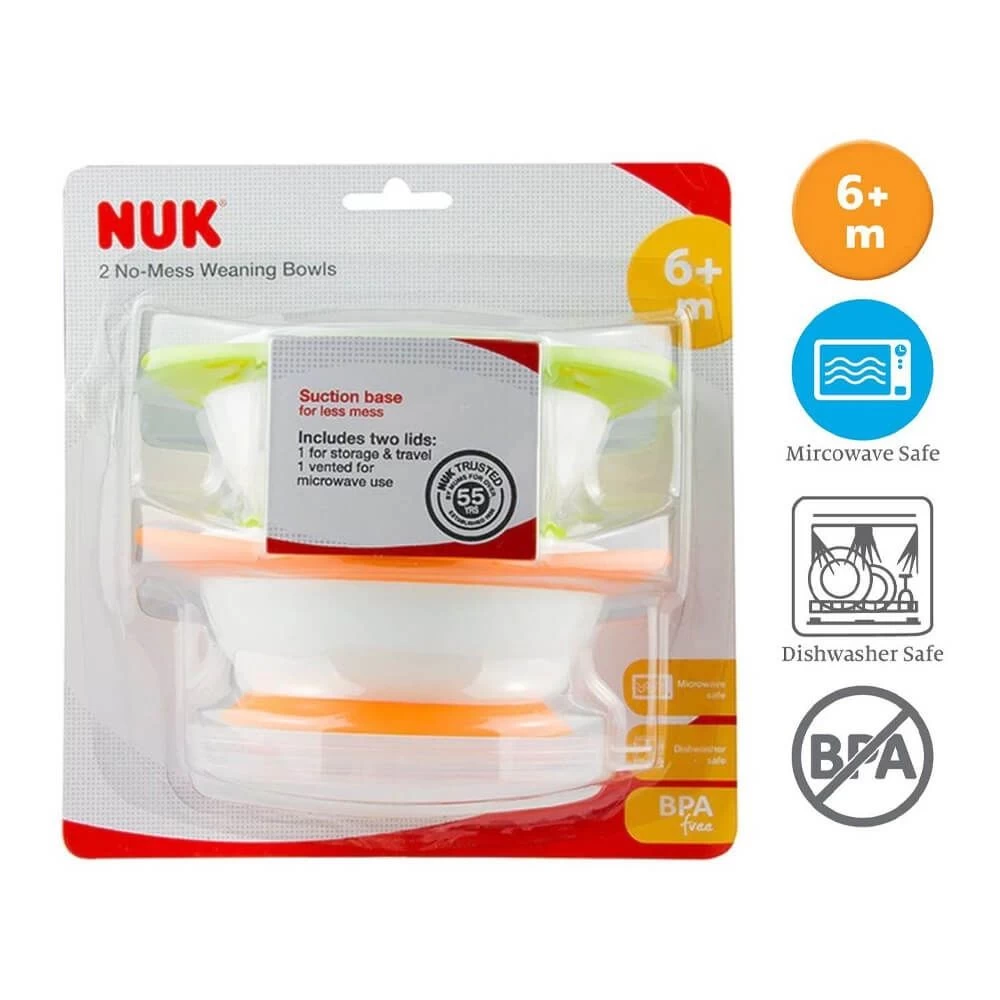 NUK No-Mess Weaning Bowl With Lid (2pcs) 5 NUK No-Mess Weaning Bowl With Lid (2pcs) - Image 3