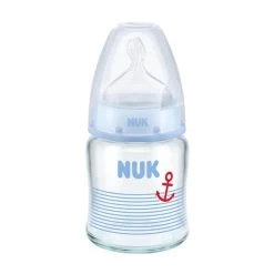 NUK Premium Choice 120ml Glass Feeding Bottle With Silicone Teats 0-6M (2 Colors) -Baby Product nuk premium choice 120ml glass bottle blue