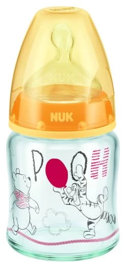 NUK Disney Baby 120ml Glass Bottle With Orthodontic Teat (0-6M) -Baby Product pch 120ml disney glass btl sil s1 m yellow