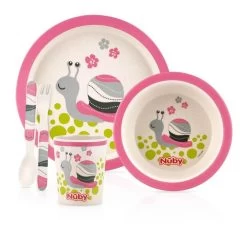 Nuby Printed Bamboo Feeding Set (4 Colours) 8 Nuby Printed Bamboo Feeding Set (4 Colours) -Baby Product pink 1