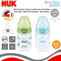 NUK Premium Choice+ Wide Neck PP Bottles 150ml (0-6months) [TWIN PACK] -Baby Product premium choice pp bottles twin pack 150ml blue green 1
