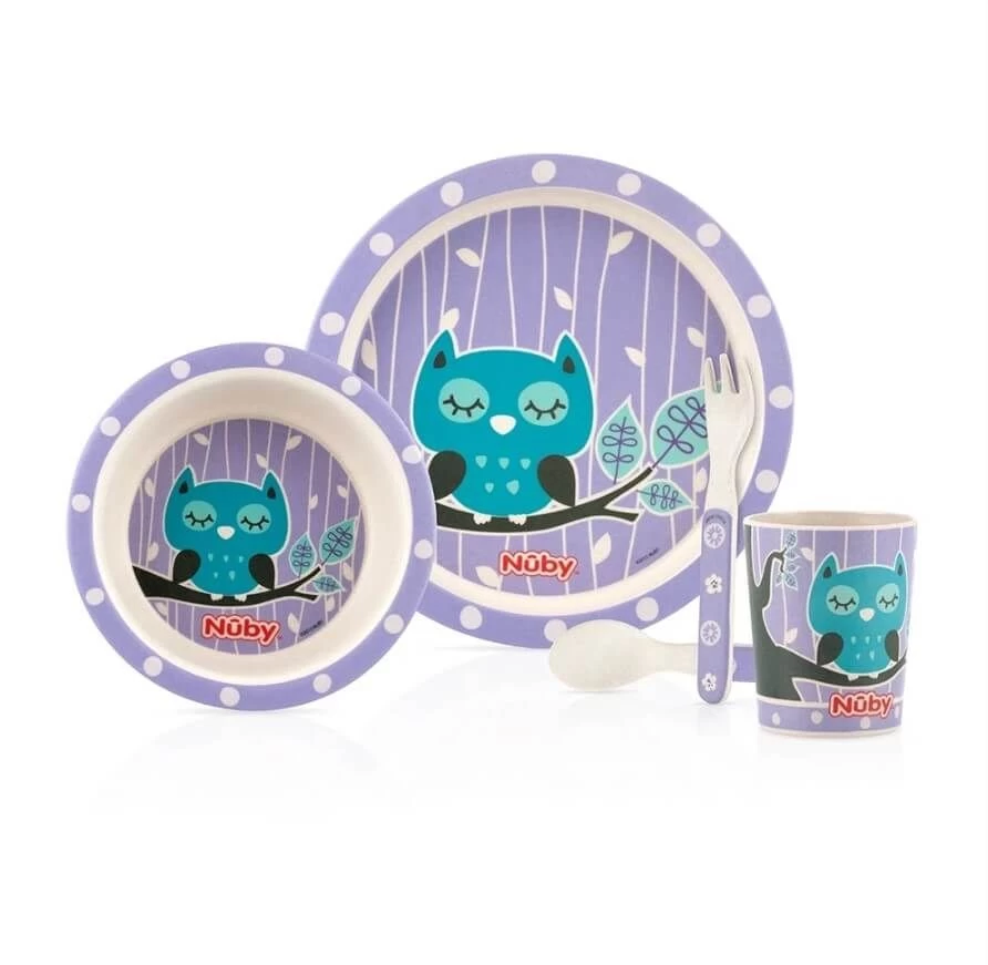 Nuby Printed Bamboo Feeding Set (4 Colours) 3 Nuby Printed Bamboo Feeding Set (4 Colours)