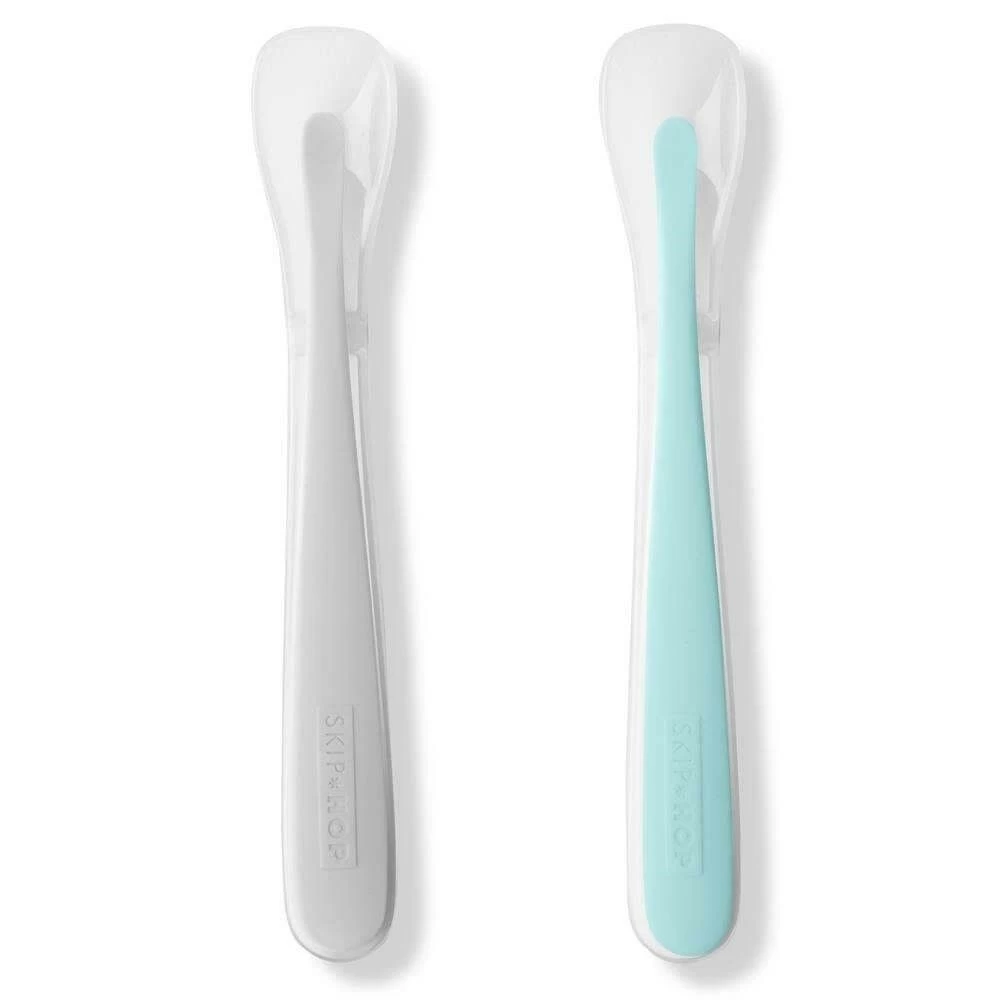 Skip Hop Easy-Feed Spoons (Pack Of 2) - Grey/Teal 3 Skip Hop Easy-Feed Spoons (Pack Of 2) - Grey/Teal
