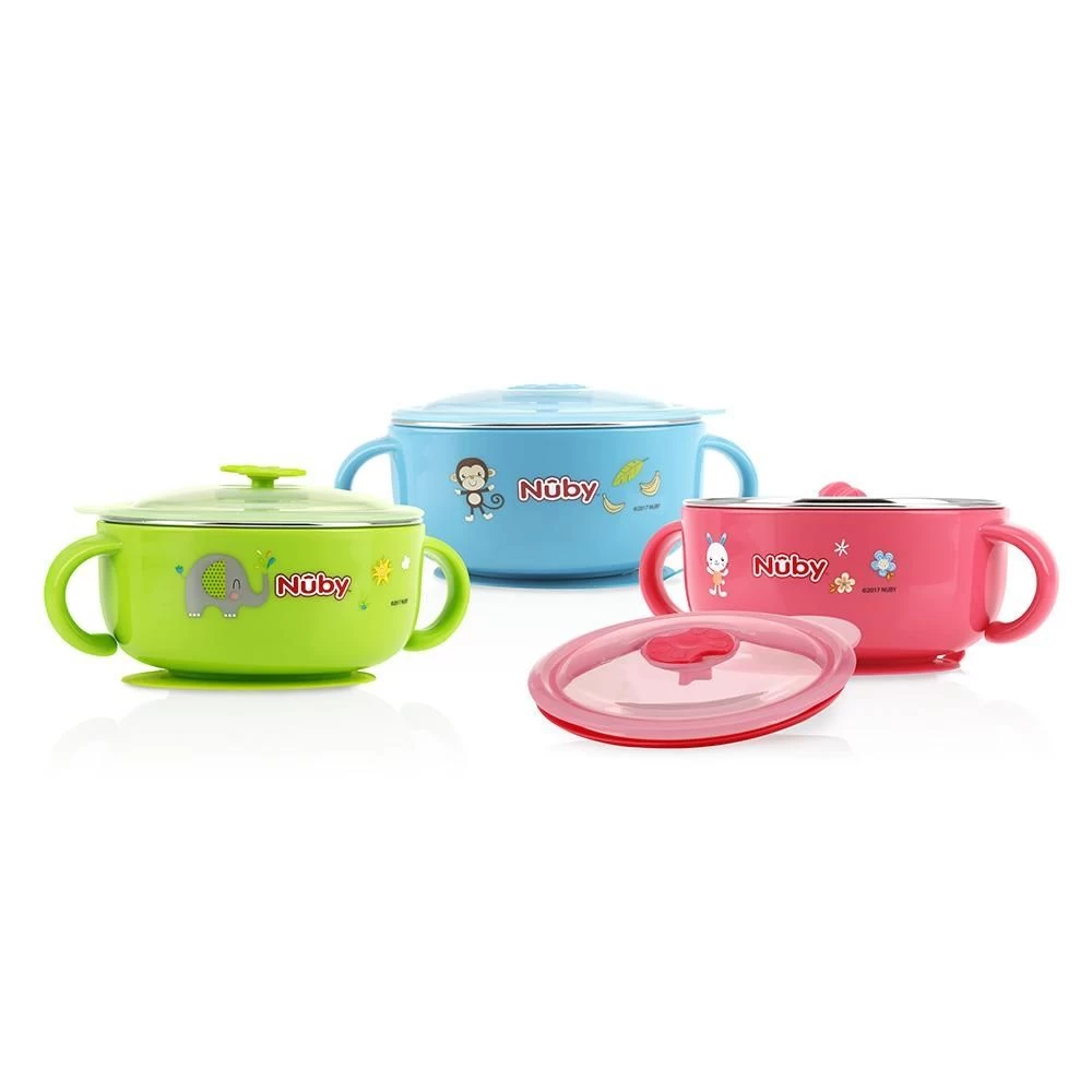 Nuby Stainless Steel Suction Bowl W/Water Reservoir & Lid 3 Nuby Stainless Steel Suction Bowl W/Water Reservoir & Lid