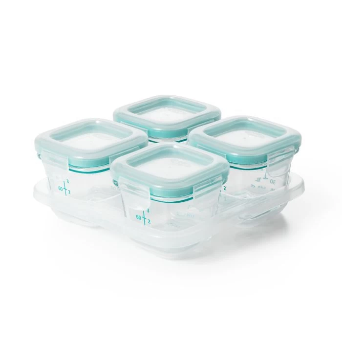 OXO Tot Glass Baby Blocks 4oz - Teal 3 OXO Tot Glass Baby Blocks 4oz - Teal