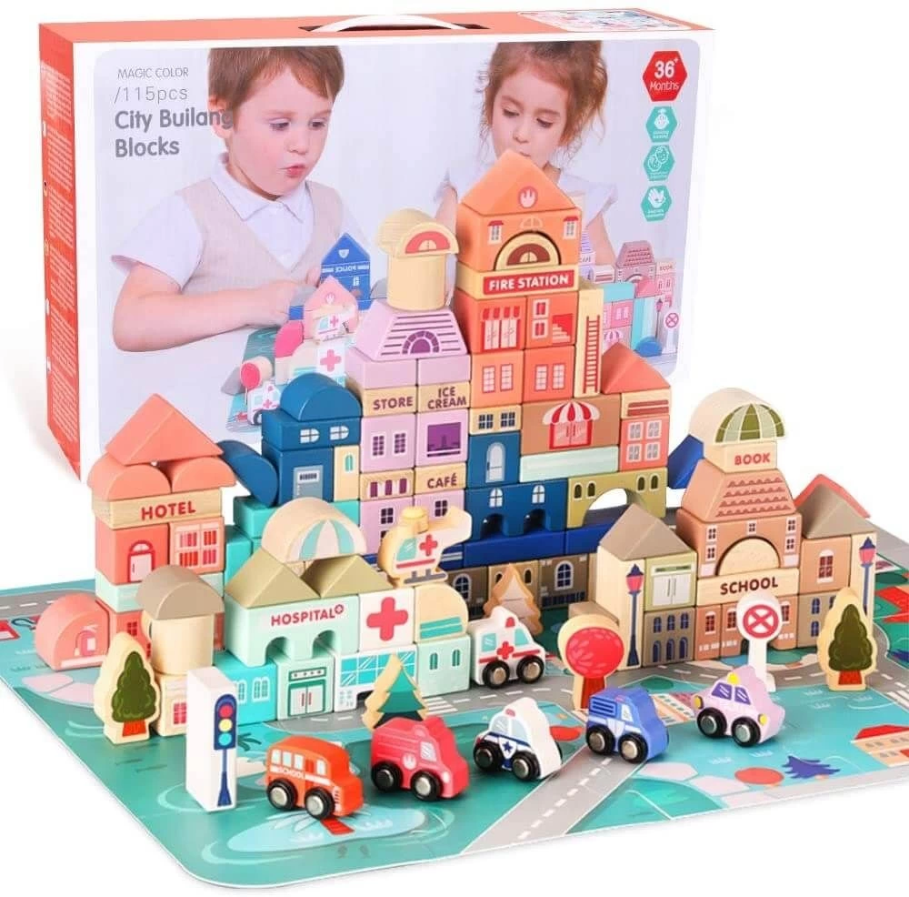 Wooden City Building Blocks (115pcs) 3 Wooden City Building Blocks (115pcs)